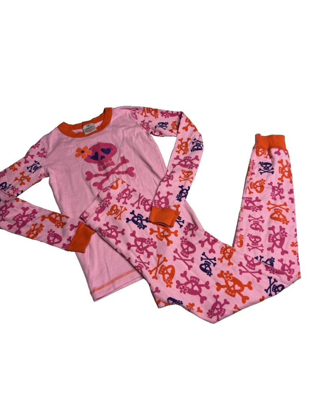 Hanna Andersson Pink Skull Halloween Kids Girls Size 14 Pajama Set
